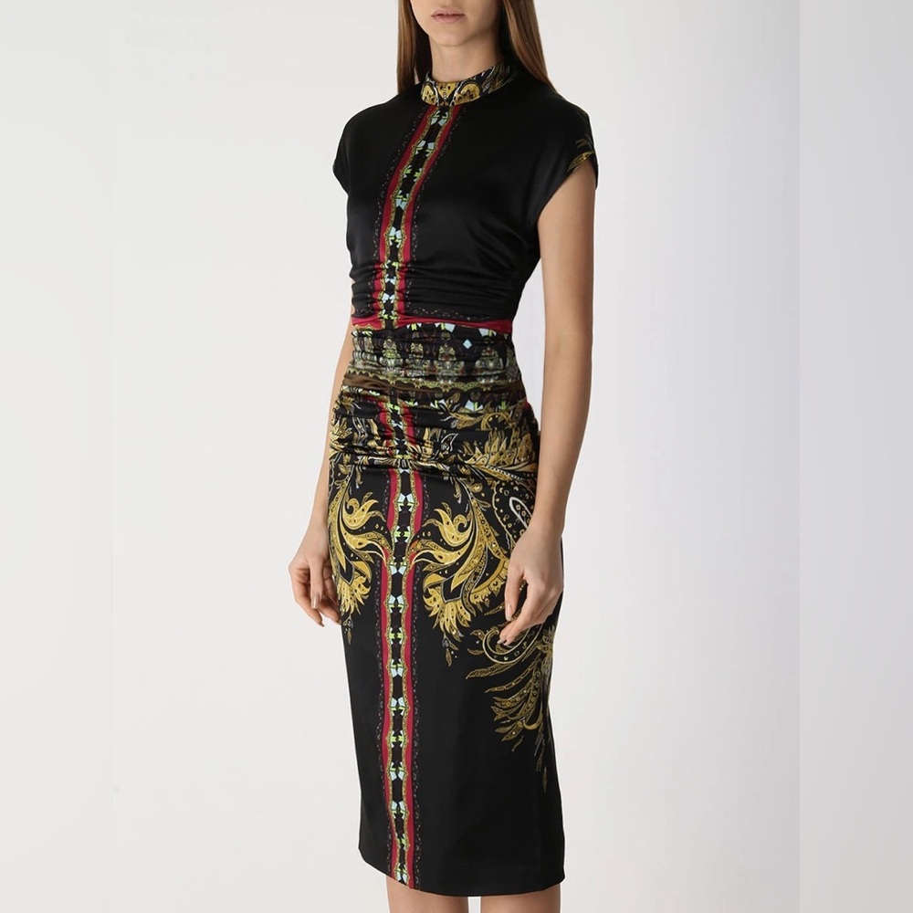 ETRO Multi-Cultural Silk Dress with Paisley Print Design Size 42/ US M Size 6